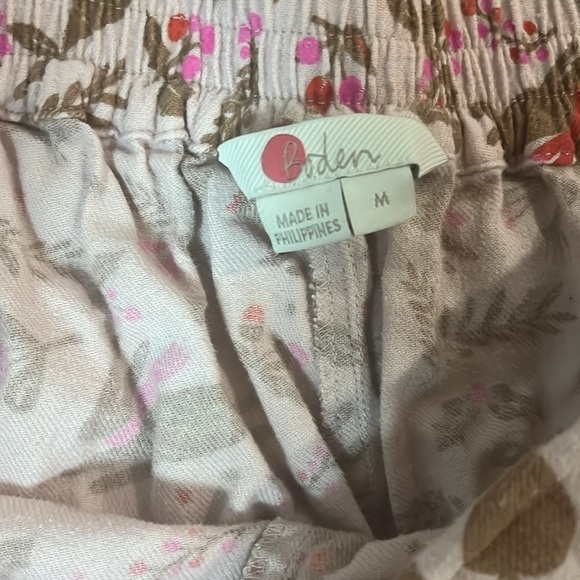 Boden Pink Cotton Holiday Winter Animal Print Pajama Pants Tie Waist Medium - Picture 4 of 8